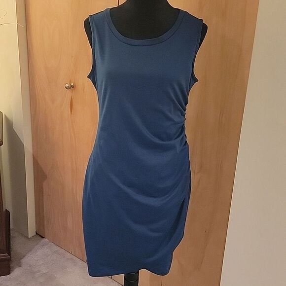 AVLN studio teal side ruched tank dress sz med - Picture 1 of 9